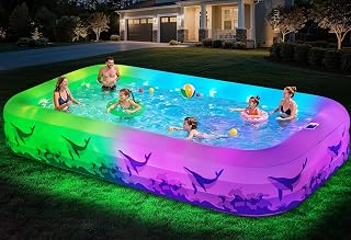 Photo 1 of Large Inflatable Pool with Light, 12TF x 6.5TF Inflatable Swimming Pool for Kids Adults, Solar Powered Blow Up Pool Oversized Thickened Family Kiddie Pool for Backyard Outdoor