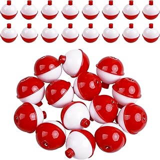 Photo 1 of Fishing Bobbers Push Button Round Buoy Floats, Red White Snap-on Bobbers | Hard ABS Floats Bobbers for Fishing Panfish Bass Trout and Kids, Multiple Sizes, Vibrant Colors, Decoration Use