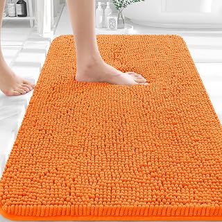 Photo 1 of OLANLY Bathroom Rugs 30x20, Extra Soft Absorbent Chenille Bath Rugs | Orange, Quick-Drying Rubber Backing, Machine Washable Bath Mat for Bathroom Floor, Tub and Shower, Home Decor Accessories