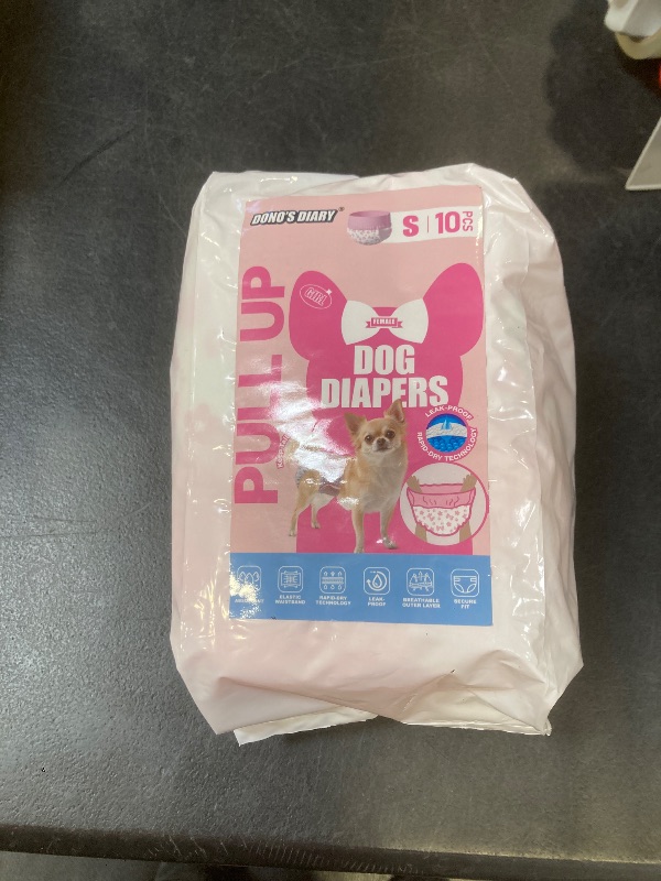Photo 1 of Dono Disposable Pull It Up Female Dog Diapers, 360° Stretchy Waist Puppy Diapers, Super-Absorbent Doggie Diapers with Rapid-Dry Technology Leak-Proof Design for Doggy in Heat Period, S 10 Pcs
