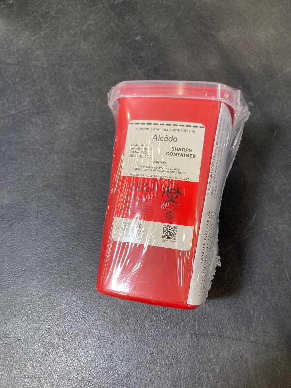 Photo 1 of Alcedo Sharps Container for Home Use 1 Quart (1-Pack) | Biohazard Needle and Syringe Disposal | Small Portable Container for Travel and Professional Use