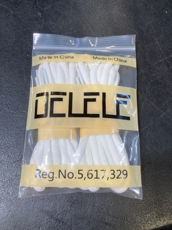 Photo 1 of DELELE Oval Athletic Shoe Laces: 47 Inch White Shoelaces