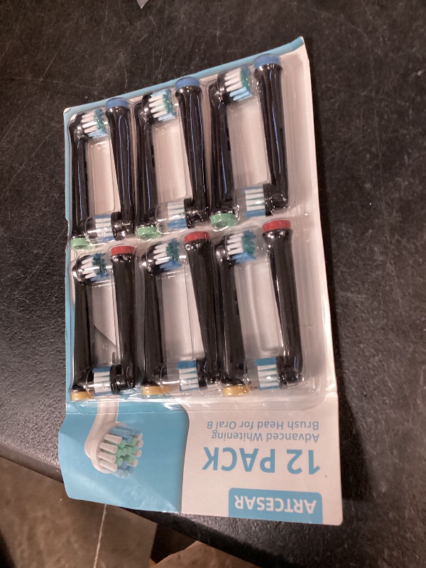 Photo 1 of ARTCESAR Replacement Toothbrush Heads for Oral B, 12 Pack Black, Soft Electric