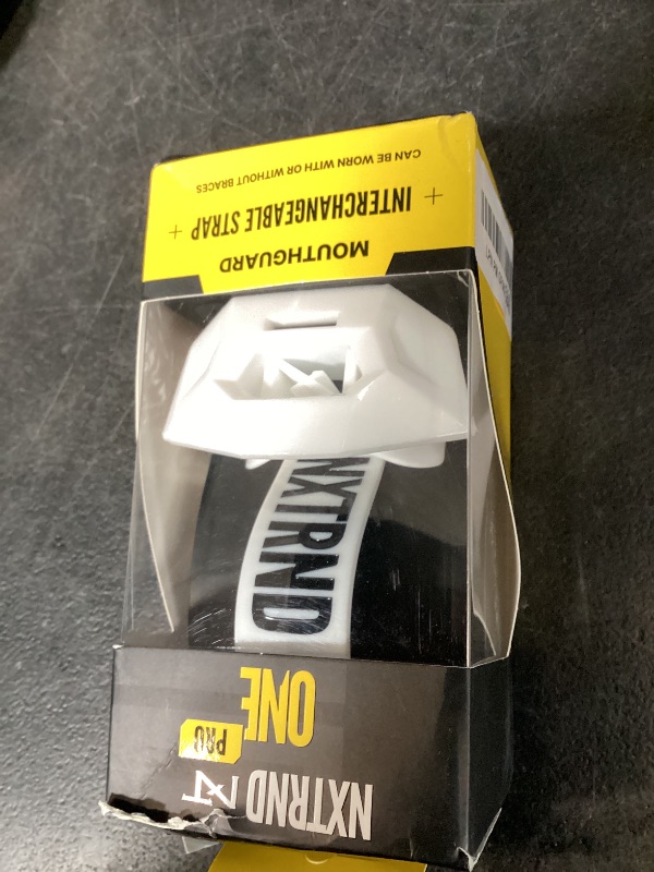 Photo 1 of Nxtrnd One Pro Football Mouth Guard, Interchangeable Strap, Fits Adult & Youth (White)