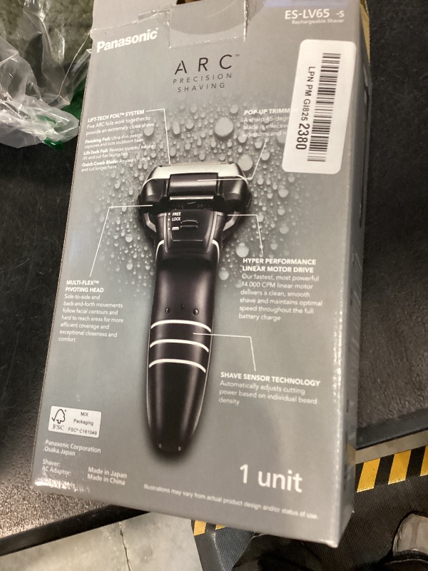 Photo 1 of Panasonic ARC5 Electric Razor for Men with Pop-Up Trimmer, Wet/Dry 5-Blade Electric Shaver with Intelligent Shave Sensor and Multi-Flex Pivoting Head, ES-LV65-S (Silver)