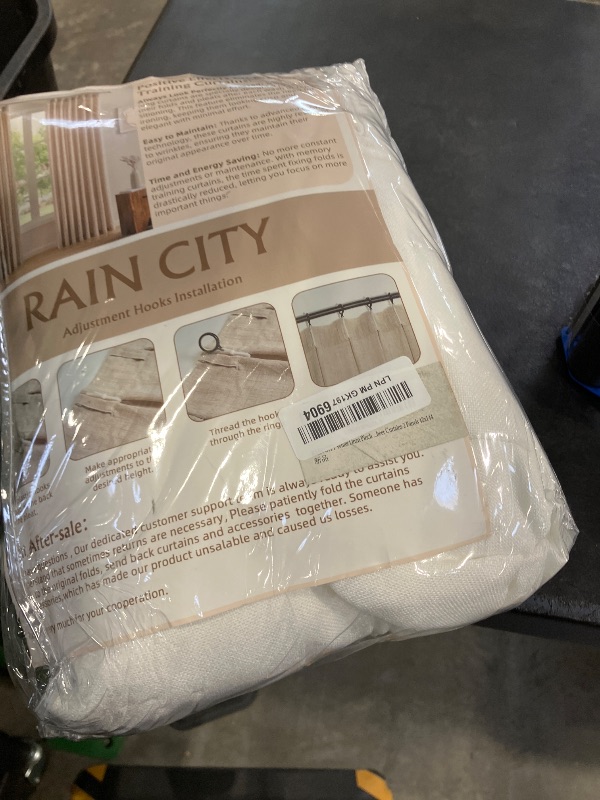 Photo 1 of RAIN CITY White Linen Pinch Pleated Curtains - 2 Panels, 144" L
