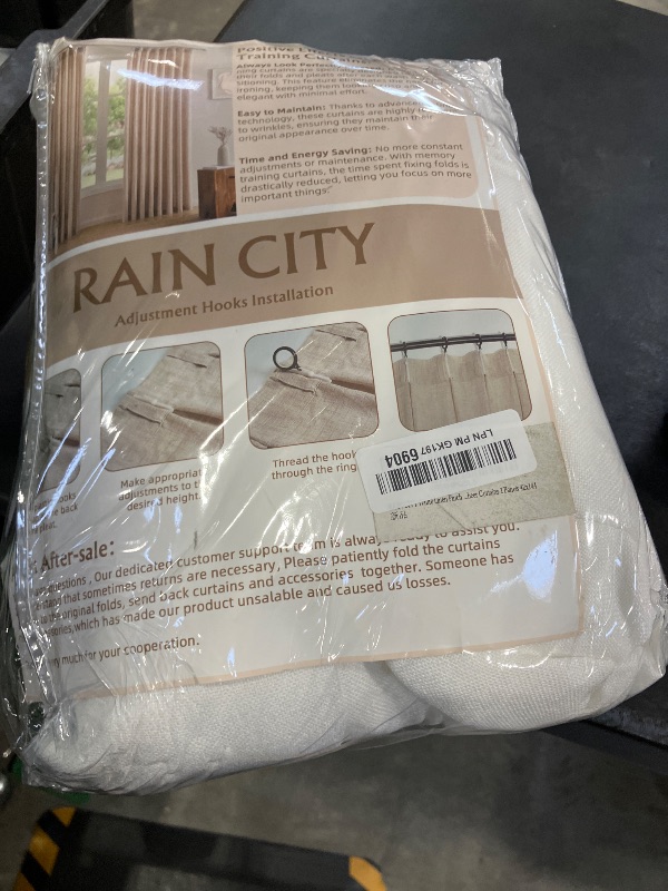 Photo 1 of RAIN CITY White Linen Pinch Pleated Curtains - 2 Panels, 144" L