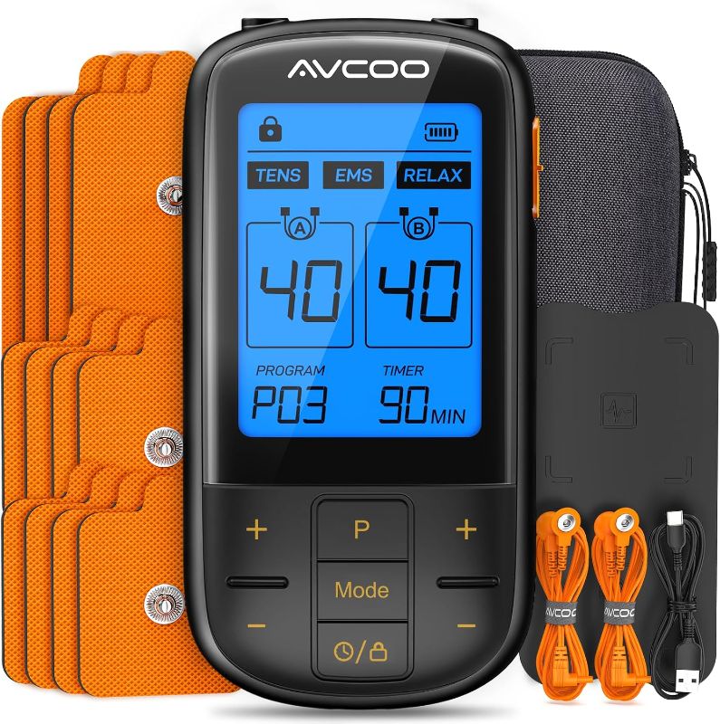 Photo 1 of AVCOO 3-in-1 TENS Unit with EMS & Relax for Pain Relief, 32 Modes, EVA Case