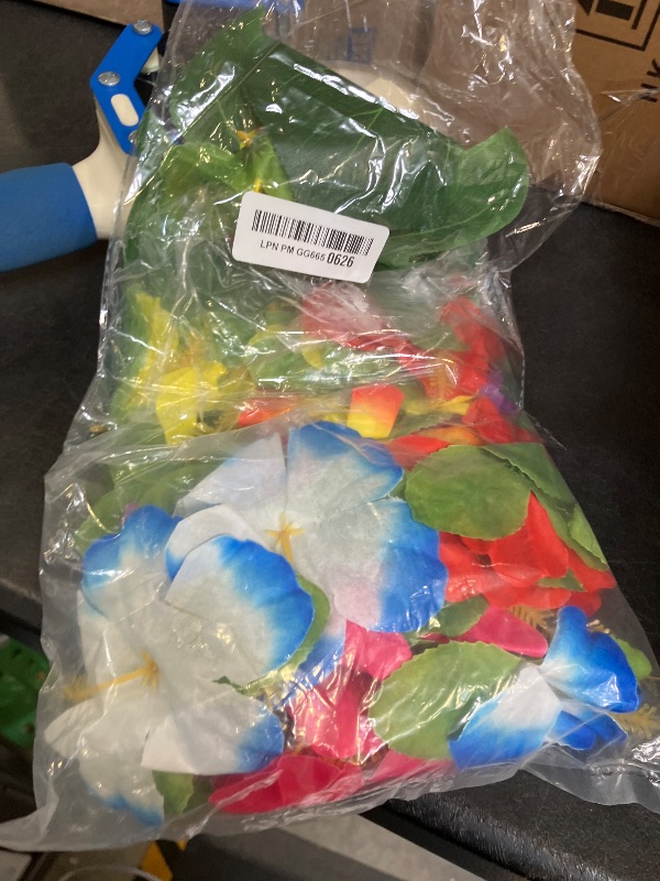 View 2 of Oudome 60 Pcs Artificial Hawaiian Flowers & Palm Leaves