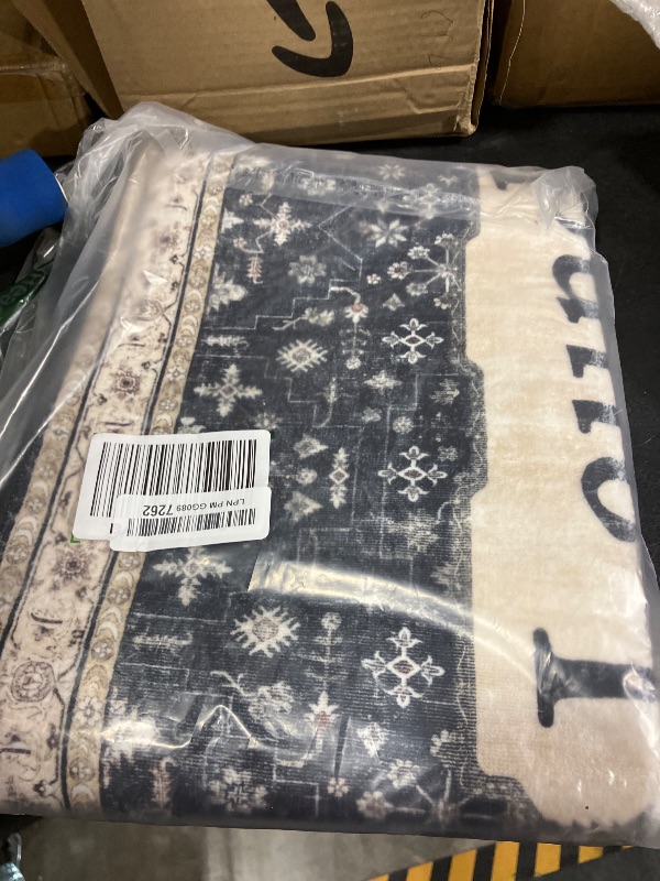 Photo 1 of TIKIRUGI Black Boho Laundry Room Rug 20"x47"
