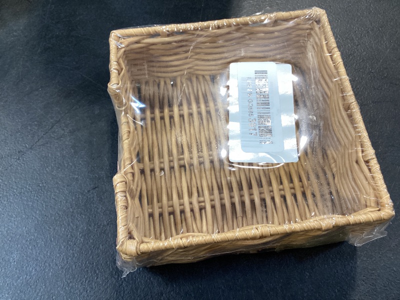 Photo 1 of Gtencemen Square Cocktail Napkin Holder Rattan Napkin Holders for Kitchen Bathroom Flat Napkin Holder Tray Farmhouse Napkin Holders for Table Woven Guest Towel Holder, 6" ×6" × 2.3"