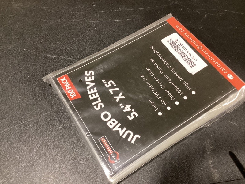 Photo 1 of 100 Pack Jumbo Card Sleeves Size L (5.4"x7.5") 4 Mil - Oversized Card Sleeves for Thick Trading Cards, Sports & Photos Storage, Exact Fit Plastic Sleeves with Snug Fit & Easy Insertion