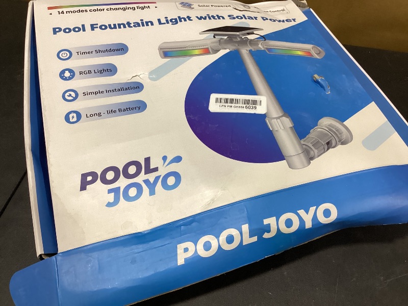 Photo 1 of POOLJOYO Solar Pool Fountain with 10-Color 4-Mode RGB LED Lights, Above/Inground Solar Lights with Remote, 360°Adjustable Dual Spray Waterfall Sprinkler Fountain for Relaxation & Cooling 10-20°F