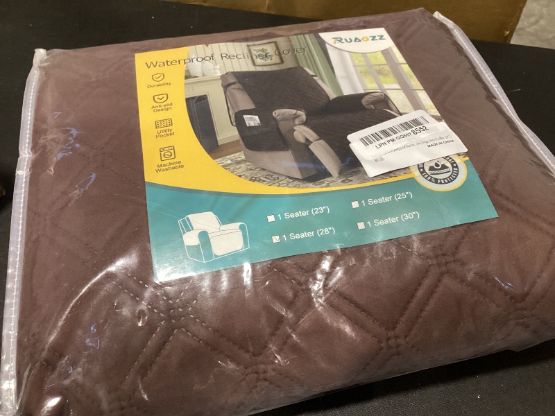 Photo 1 of Ruaozz 100% Waterproof Recliner Chair Covers, Non-Slip Reclining Covers for Recliner Chair Washable Chair Cover, Recliner Covers with Pockets for Kids, Dogs, Pets (Coffee, 28'')