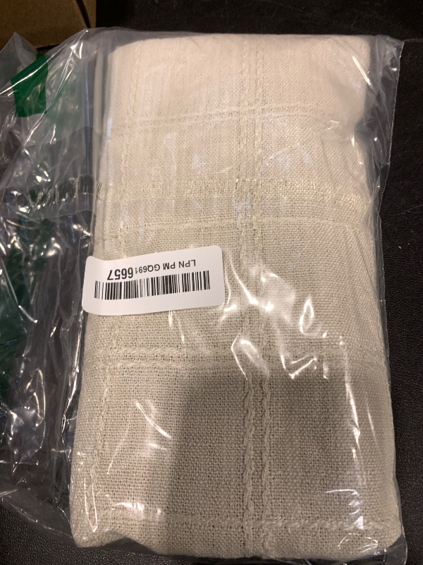 Photo 1 of ZeeMart Linen Checked Farmhouse Table Runner, 13x72 Inches Neutral Beige