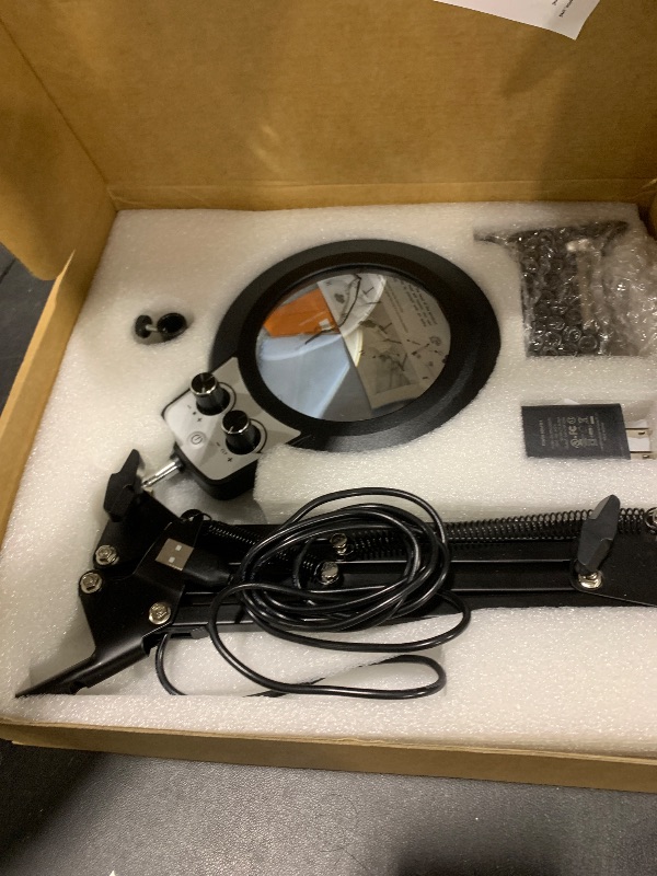 Photo 1 of HITTI 12X Magnifying Glass with Light Hands Free, 2026 New Infinite Color and Brightness Desk Lamp & Clamp, 2-in-1 LED Lighted Magnifier Stand for Craft Reading Hobby Close Work(12X Ring Base & Clamp)