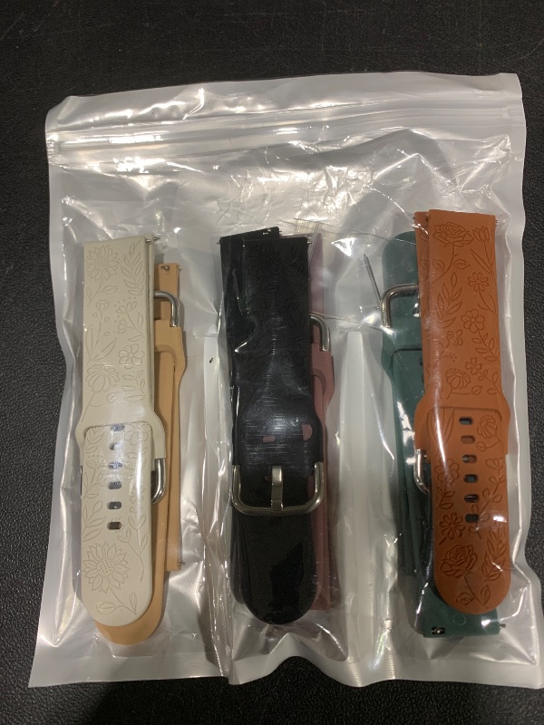 Photo 1 of SNBLK Floral Engraved Bands Compatible with Samsung Galaxy Watch 7 Band 6 5 4 Active 2 40mm 44mm/5 Pro/Watch 6/4 Classic, 6Pack 20mm Cute Flower Soft Silicone Sport Strap for Samsung Watch Bands Women