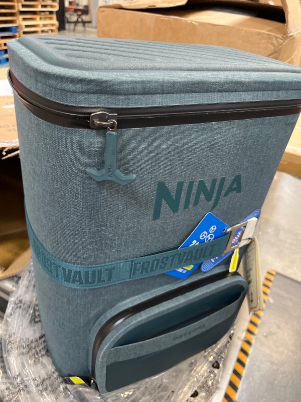 Photo 1 of Ninja Backpack Cooler | FrostVault Go 24 Can Soft Cooler | Leakproof Zipper with Built in Can Opener, 2 Ice Packs & Dry Storage Drawer | for Hiking, Camping & More | Halocline Green | FF124TL