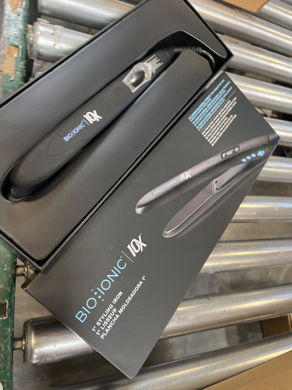 Photo 1 of Bio Ionic 10X Styling Iron, Hair Straightener with 1" Sonic Vibrating Plates, Flat Iron with Ion Generating Mineral Complex, Versatile Styler for Wavy & Straight Hairstyles, Black