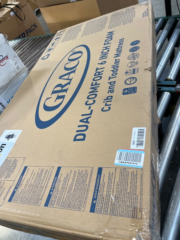 Photo 1 of Graco 6-Inch Dual-Comfort Crib & Toddler Mattress - GREENGUARD Gold, CertiPUR-US Certified Foam, Machine Washable Cover with 100% Waterproof Surface, Fits Standard Full Size Baby Crib and Toddler Bed
