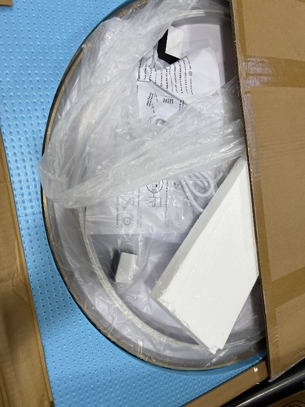 Photo 1 of TheiaMo 24" Round LED Bathroom Mirror, Wall Mounted Round Backlit Mirror LED Bathroom Vanity Mirror with Light Fog Free Circle Lighted Mirror with Gold Frame, Smart Light up Mirror 3-Color