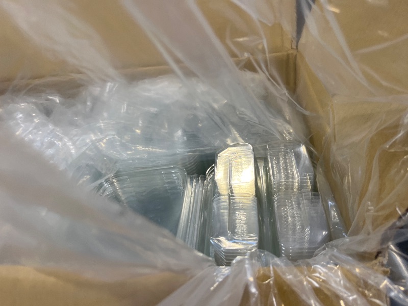 Photo 1 of BUT-N-LOC 20oz 4-Compartment RPET Clear Hinged Lid Tamper Evident Container– 200 Pcs
