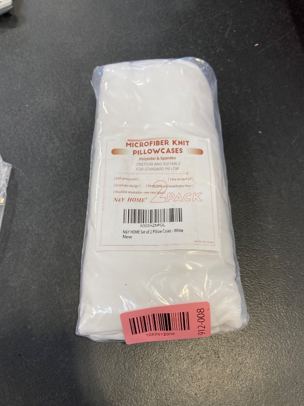 Photo 1 of 2-Pack Jersey Knit Pillow Cases Standard/Queen - Ultra Soft T-Shirt Like White Pillowcases Microfiber Blend - Envelope Closure Queen or Standard Size Set of 2, White