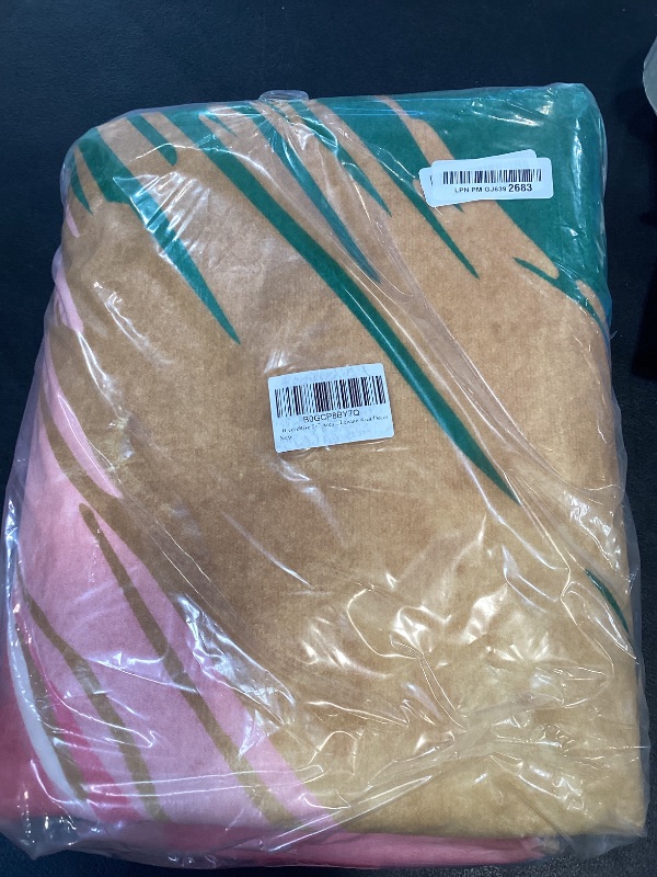 Photo 1 of BreezeRise 5x7 Pink and Green Area Rug, Modern Abstract Brushstroke Design