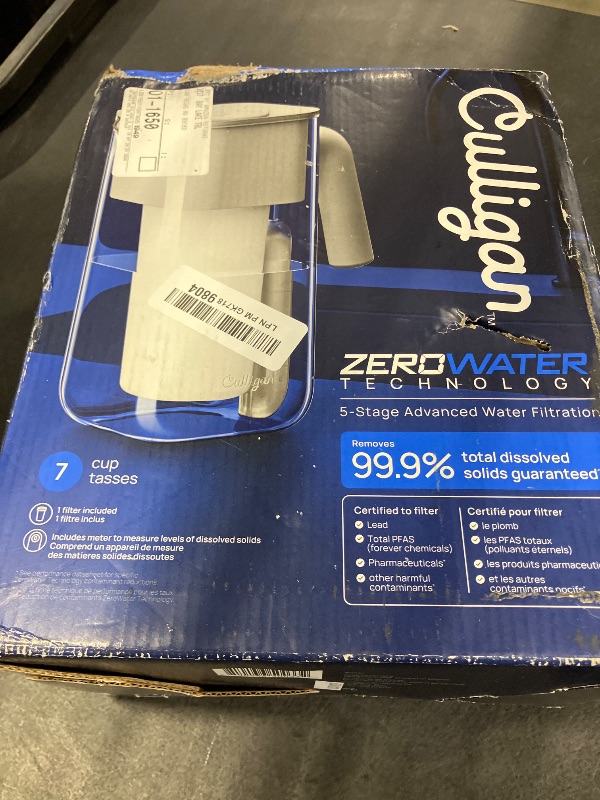 Photo 1 of Culligan with ZeroWater Technology 7-Cup Water Filter Pitcher – Includes 5-Stage Advanced Water Filter, IAPMO Certified to Reduce Lead, Total PFAS (Forever Chemicals), Mercury, Fluoride, and Chlorine