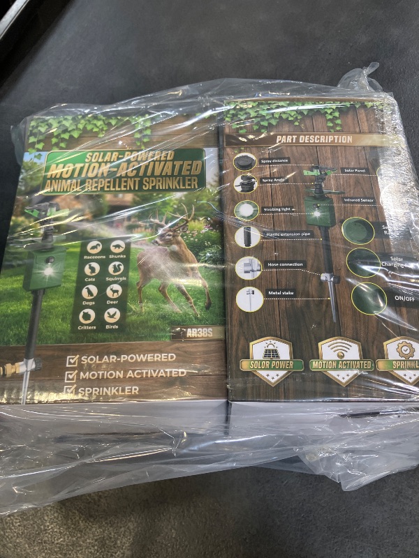 Photo 1 of 2 Packs Motion Activated Deer Repellent with Water Sprinkler, Solar Powered Cat Repellent Outdoor, IP65 Waterproof Deer Repellent Devices with Flashing Light, Deter Dogs Skunks Raccoons from Garden