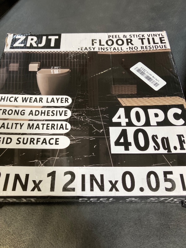 Photo 1 of Peel and Stick Floor Tile 40-Pack 40 Sq.Ft Matte Pattern Flooring, 12” x 12” Self Adhesive Vinyl Flooring DIY for Kitchen, Bathroom, Laundry, Pure Black
