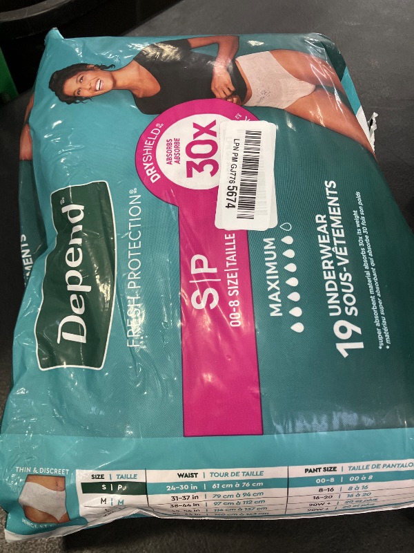 Photo 1 of Depend Fresh Protection Adult Diapers, Incontinence Underwear for Women, Disposable, Maximum, Small, Blush, 19 Count, Packaging May Vary