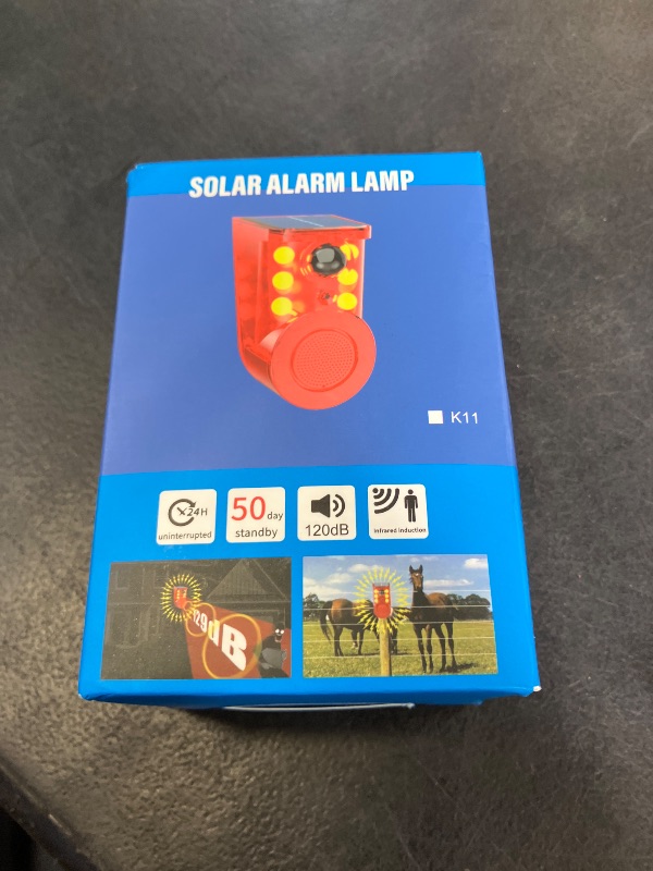 Photo 1 of Solar Outdoor Motion Sensor Alarm - Ultrasound & Alarms 129db Motion Detector Loud Noise Maker,Strobe Light,for Home, Villa,Yard,Chicken coop,Farm,Barn.4 Work Modes.Say Goodbye to The Intruders 1Pack