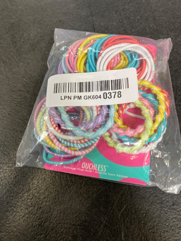 Photo 1 of Goody Kids Ouchless Hair Elastics – No Pull, No Breakage, Tangle-Free Hold for Fine Hair – 60 Count, Assorted Colors, Long-Lasting Ponytail Holders for Girls & Boys