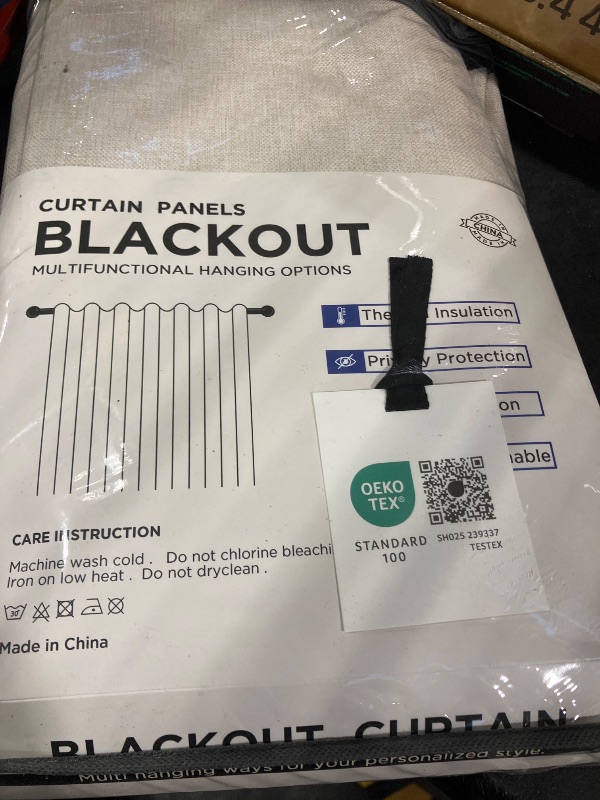 Photo 1 of 100% Blackout Shield Linen Textured Total Blackout Curtains for Bedroom 84 Inches Long, Back Tab/Rod Pocket Living Room Drapes, Thermal Insulated Blackout Curtains 2 Panels Set, 50" W x 84" L, Cream