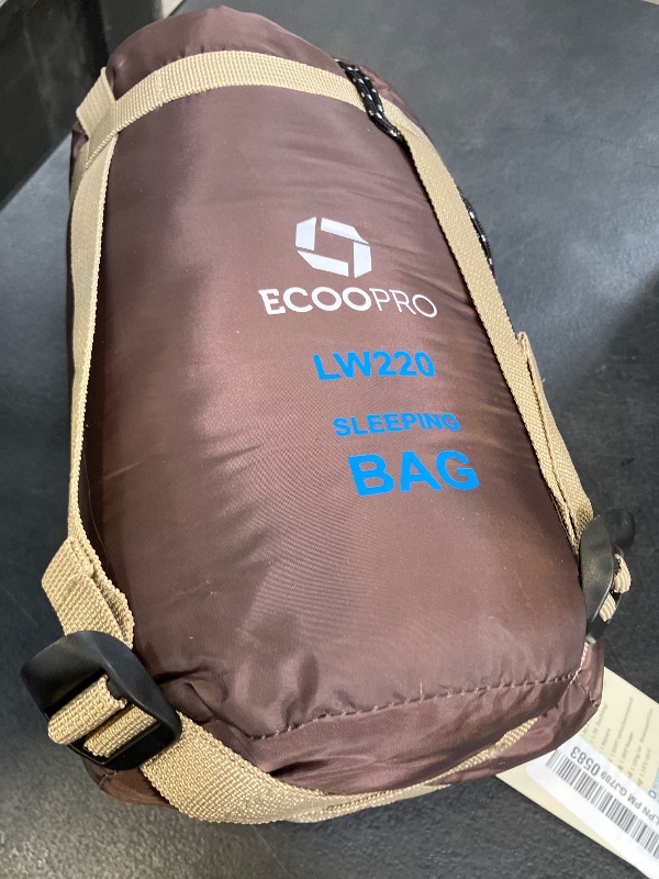 Photo 1 of ECOOPRO Warm Weather Sleeping Bag - Portable, Waterproof, Compact Lightweight, Comfort with Compression Sack - Great for Outdoor Camping, Backpacking & Hiking-83 L x 30" W Fits Adults (K-Brown)