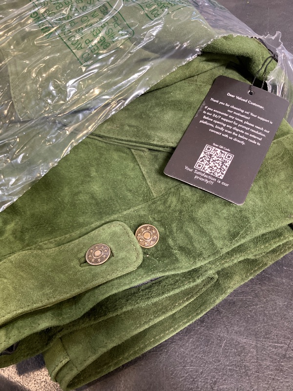 Photo 1 of LP-FACON Mens Trucker Green Suede Western Style Cowboy Leather Jacket M