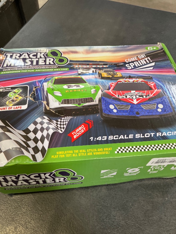 Photo 1 of 3-in-1 Slot Car Race Track Sets with 4 High-Speed Cars, Electric Track, Dual Racing Game with Lap Counter & 2 Controllers, and Circular Overpass Design – Toy Gift for Boys Kids Ages 6-8 8-12