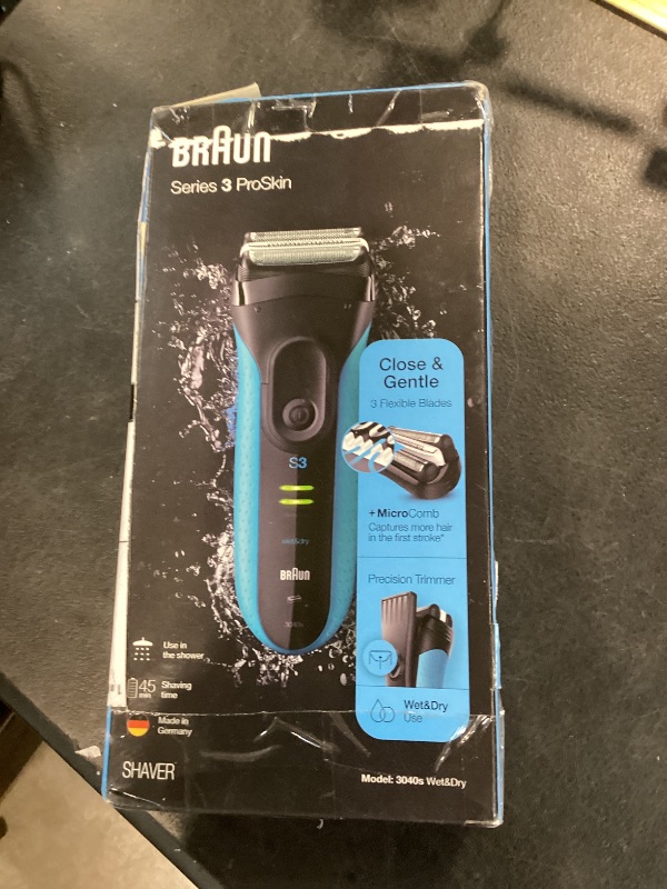 Photo 1 of Braun Electric Series 3 Razor with Precision Trimmer, Rechargeable, Wet & Dry Foil Shaver for Men, Blue/Black, 4 Piece