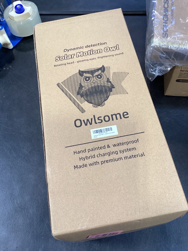 Photo 1 of Owlsome Solar Owl with Colored Flashing Eyes, Rotating Head, Hoot Sound, Motion Detector and Silent Mode, Plastic Owl Garden Sculpture, Garden Decoration