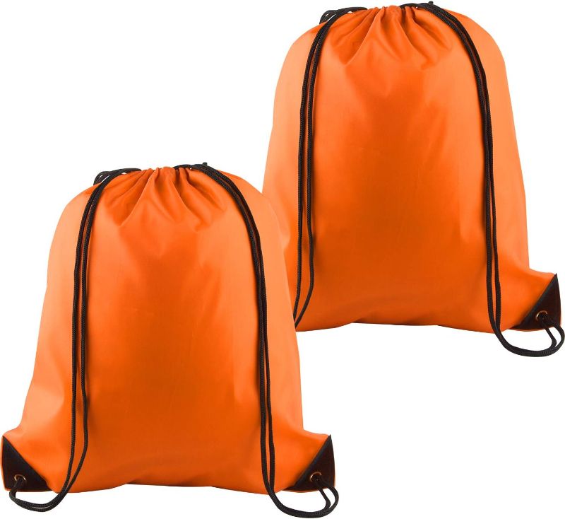 Photo 1 of KUUQA 2Pcs Orange Drawstring Backpack Bags Cinch Sack Bulk String Backpack Storage Bag