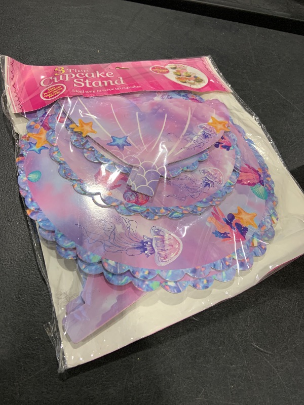 Photo 1 of MRPAPA 2Pack Mermaid Cupcake Stand, 3 Tier Party Decorations Mermaid Theme Cupcake Holder Baby Shower Cup Cake Holder Birthday Dessert Stand