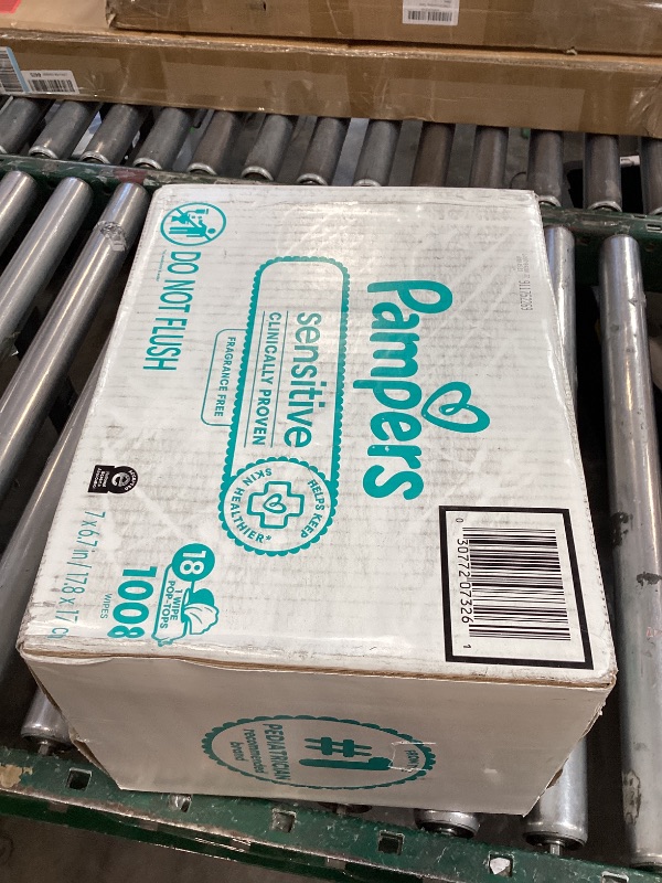 Photo 1 of Pampers Sensitive Baby Wipes, Clinically Proven, Fragrance Free, Unscented, Water Based, Hypoallergenic, Multi-Use, Hand Wipes 1008 Wipes Total (18X Flip-Top Packs) [Packaging May Vary]