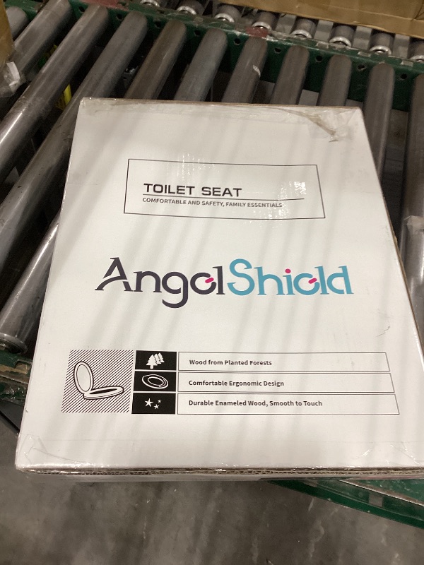 Photo 1 of Angol Shiold Quiet-Close Molded Wood Toilet Seat with Non-Slip Adjustable Hinges, Anti-Pinch Bumpers, Easy Install & Clean?Black, Round 16.5''?