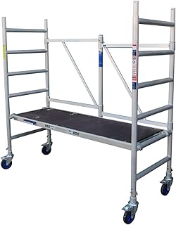 Photo 1 of ASC Group A-Line Aluminum Scaffold Basic | Folding Tower with Hatch | 500 lbs Load Capacity | 3'2" Platform Height - 9'8" Working Height | Multipurpose Scaffolding