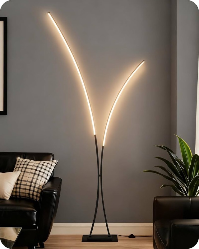 Photo 1 of ***DISPLAY PICTURE FOR REFRENCE ONLY***
Modern 85.4" Arc Floor Lamp for Living Room, 2 Lights Arched Standing Tall Lamp with Remote, X-Shaped Bright Curved Lamp, Dimmable LED Corner Light for Bedroom, Office, Black, B61LD05W1
