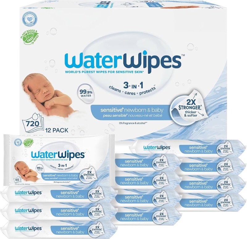 Photo 1 of ***PARTIAL SET - PRICE ADJUSTED***
60 COUNT - 1 PACK
WaterWipes Sensitive+ Newborn & Baby Wipes, 3-In-1 Cleans, Cares, Protects, 99.9% Water, Unscented & Hypoallergenic