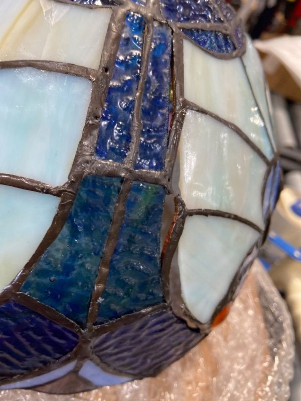 View 4 of **DAMAGED***HomeBeauty TL0037 Tiffany Style Blue Floral Lamp ** FOR PARTS ONLY **