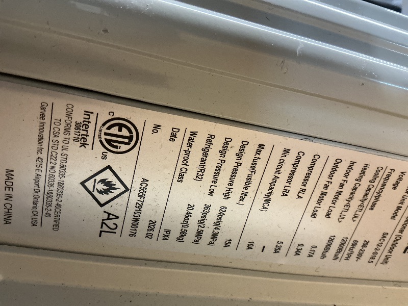 Photo 1 of ***PARTIAL SET, SEE PICTURES***Garvee 12,000 BTU Mini Split Air Conditioner with Heat Pump, 22 SEER