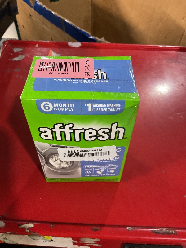 Photo 1 of ***PARTIAL BOX - ONLY THREE TABLETS***
Affresh Washing Machine Cleaner Tablet, 6 Count